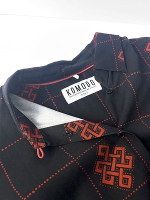 KENJI Tencel Shirt - Black Eternal Knot Print from KOMODO