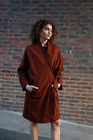 KAIA - Wool Blend Twill Coat Chestnut from KOMODO