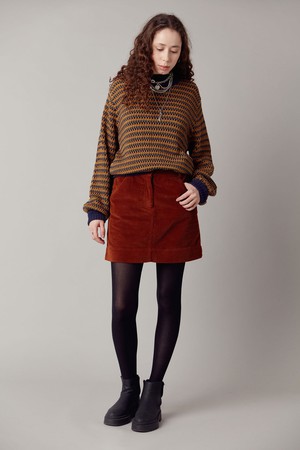 LEONI - Organic Cotton Cord Miniskirt Chestnut from KOMODO