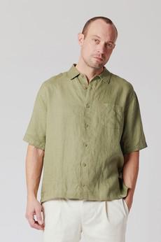 DINGWALLS Organic Linen Shirt Sage Khaki via KOMODO