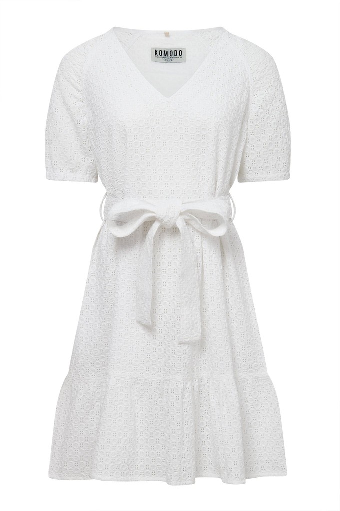 LILIA - Organic Cotton Broiderie Dress White from KOMODO