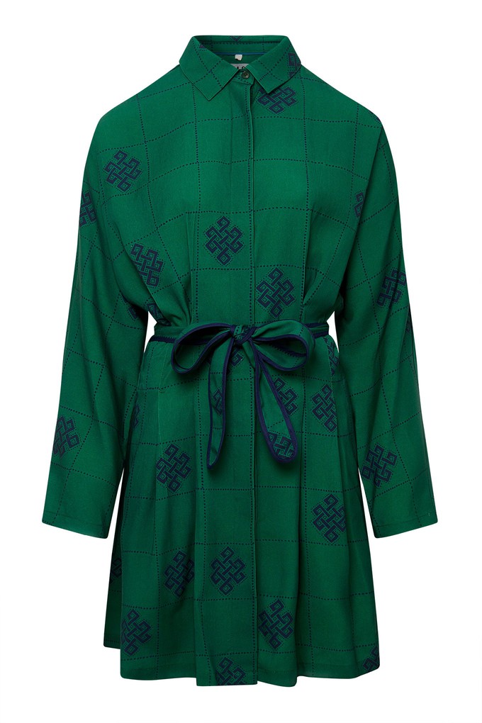 SEBA Tencel Dress - Green Eternal Knot Print from KOMODO