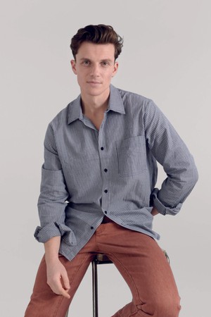 SPECTRE Organic Cotton Shirt - Navy Pinstripe from KOMODO