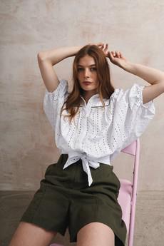 MAGIC - Organic Cotton Broderie Anglaise Blouse - White via KOMODO