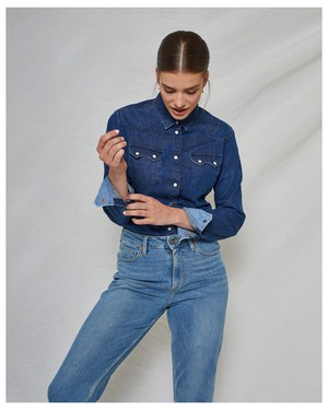 Sawtooth Shirt Worker Blue WOMEN from Kuyichi