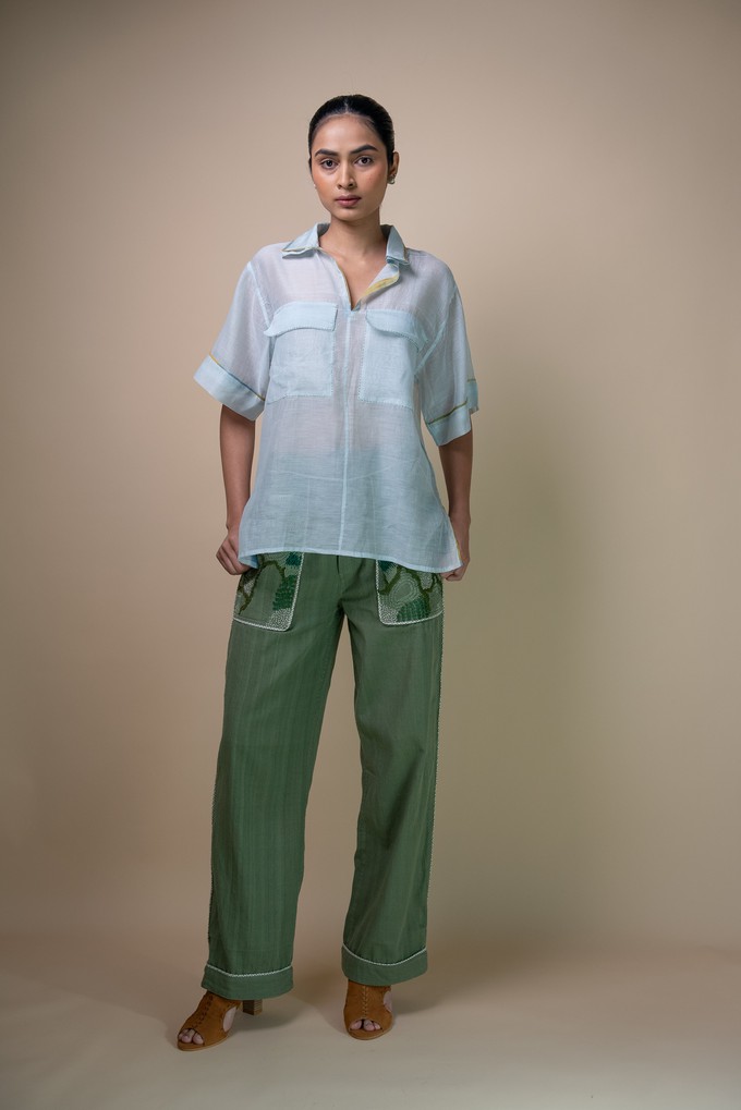 Meadows Patch Pocket Chanderi Shirt from Lafaani