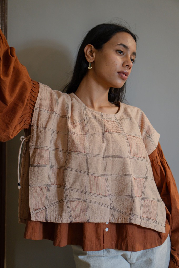 Effortless Edit Beige Bib with Stitch Lines from Lafaani