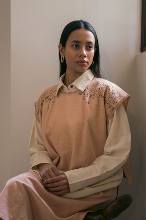 Effortless Edit Embroidered Beige Bib from Lafaani