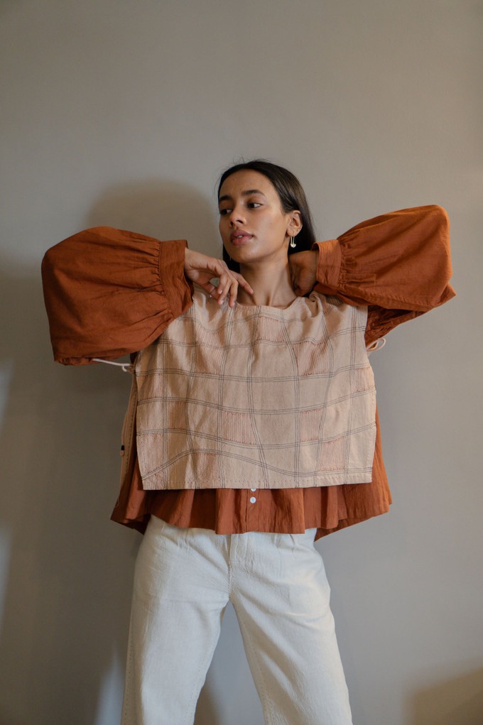 Effortless Edit Beige Bib with Stitch Lines from Lafaani