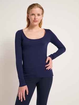 Long-sleeved shirt with deep neckline (GOTS) from LANIUS