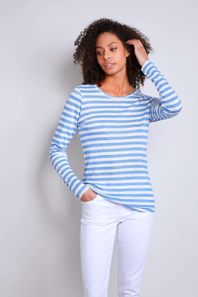 Long Sleeve Striped Linen T-shirt from Lavender Hill Clothing