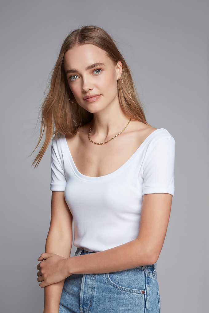 Boat Neck Cotton Modal Blend T-shirt from Lavender Hill Clothing