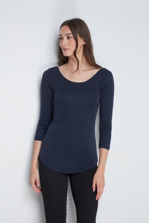 3/4 Sleeve Boat Neck Cotton Modal Blend T-Shirt from Lavender Hill Clothing