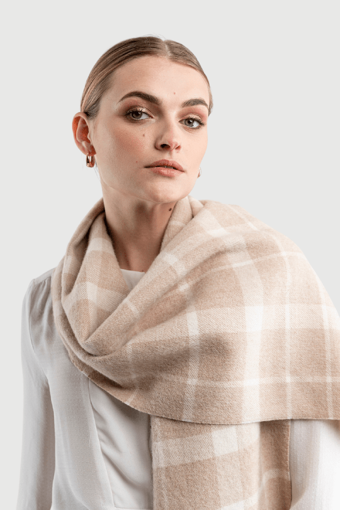 Alpaca Plaid Scarf from Lavender Hill Clothing