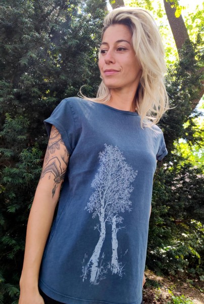 Fairwear Organic Shirt Women Stone Washed Blue Birke from Life-Tree