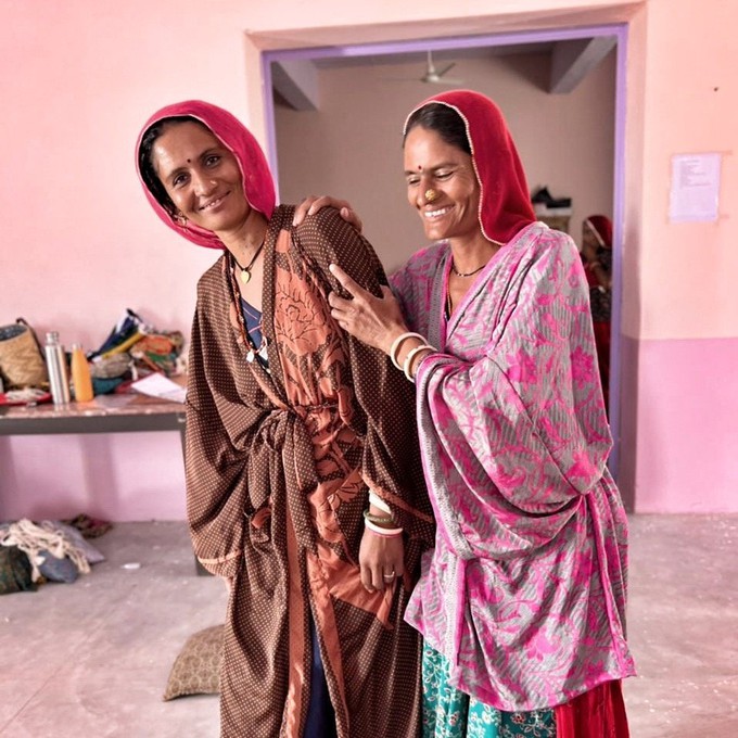 If Saris Could Talk Maxi Kimono- Zanzibar Border from Loft & Daughter