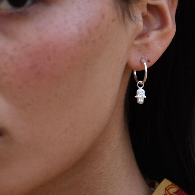 Tiny Hamsa Hoops Gold Vermeil from Loft & Daughter