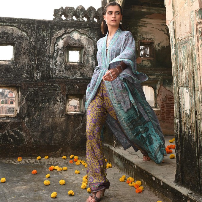 If Saris Could Talk Maxi Kimono- Lotus Siren from Loft & Daughter