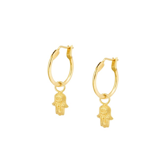 Tiny Hamsa Hoops Gold Vermeil from Loft & Daughter