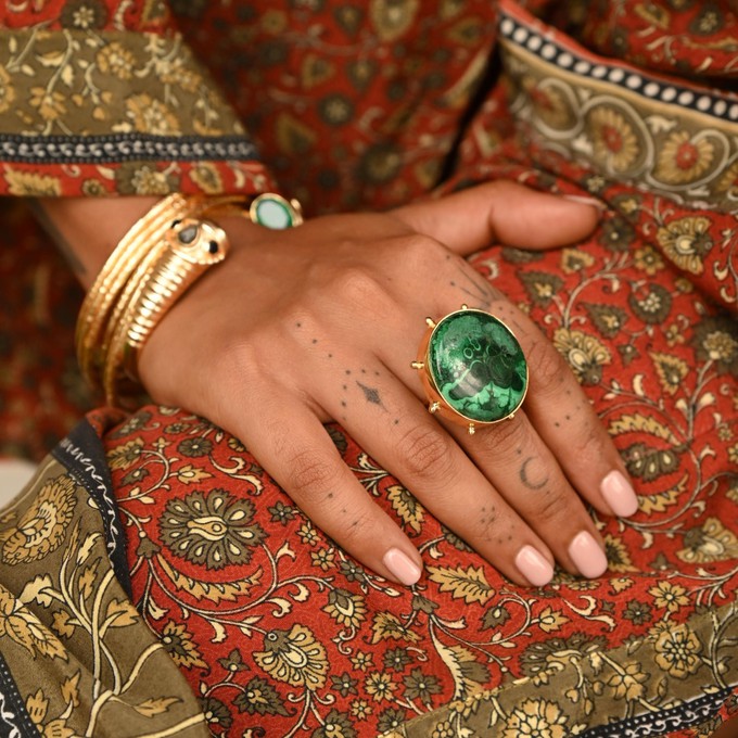 Anokhi Malachite Rings- Silver from Loft & Daughter