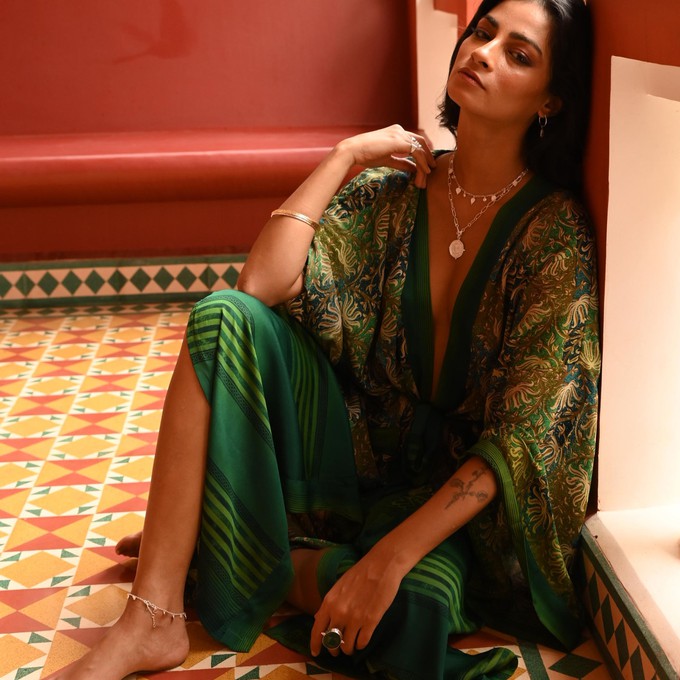 If Saris Could Talk Maxi Kimono- Zanzibar Border from Loft & Daughter