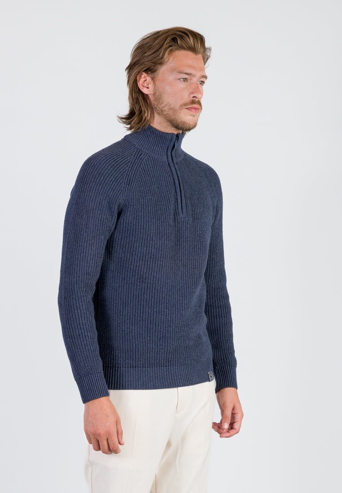 COTTON ZIP SWEATER | Grey Blue from Loop.a life