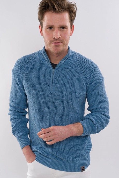 COTTON ZIP SWEATER | Sky Blue from Loop.a life
