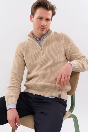 COTTON ZIP SWEATER | Sand from Loop.a life