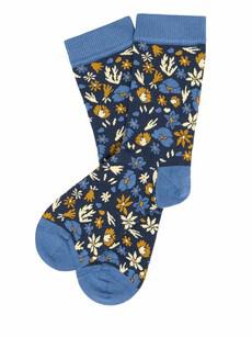 Tranquillo sokken biologisch katoen floral print - indigo via Lotika