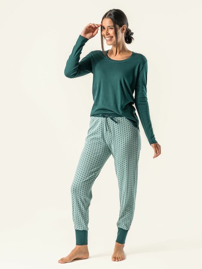 Living Crafts pyjamabroek dames katoen Aveline - mini oyster from Lotika