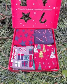 Kerstsokken giftbox heren - candy cane and star via Lotika