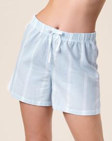 Pyjama short dames katoen Tricia - wit blauw via Lotika