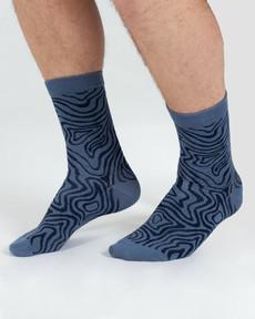 Bamboe sokken heren abstract - blauw navy via Lotika