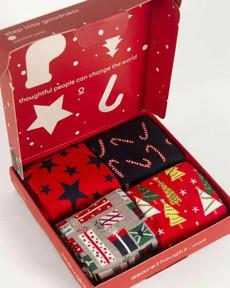 Kerstsokken giftbox heren - candy cane and star via Lotika