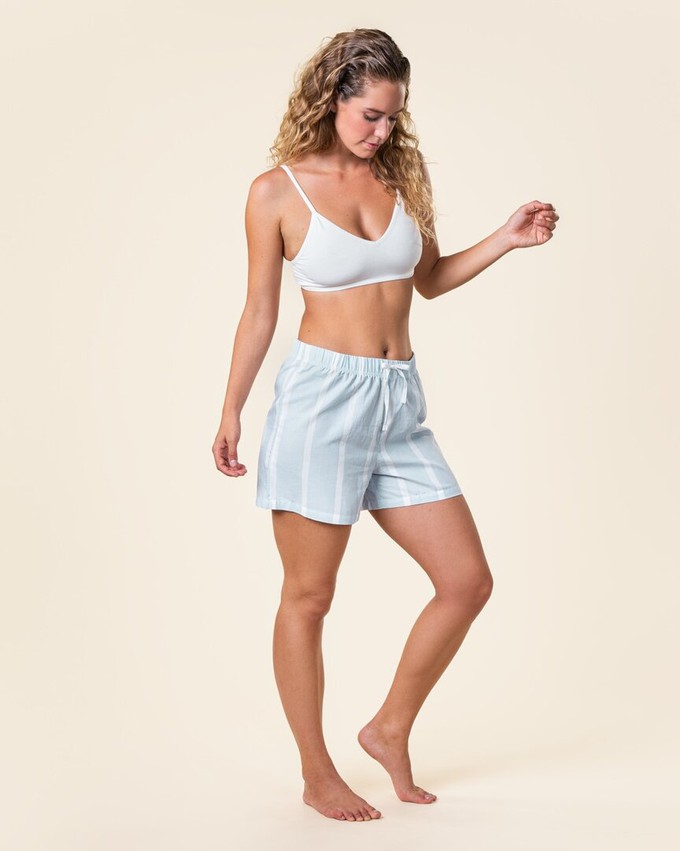 Pyjama short dames katoen Tricia - wit blauw from Lotika