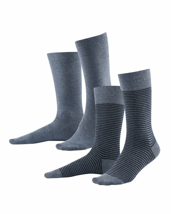 Katoenen sokken heren Arni 2-pack - blauw - grijs from Lotika