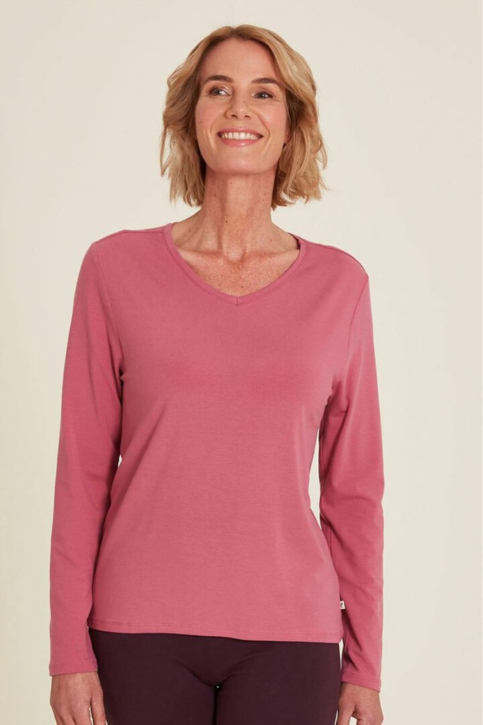 Tranquillo dames shirt lange mouwen Tencel - red violet from Lotika