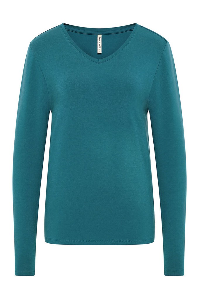 Tranquillo dames shirt lange mouwen Tencel - bermuda blue from Lotika