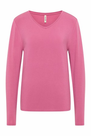 Tranquillo dames shirt lange mouwen Tencel - red violet from Lotika