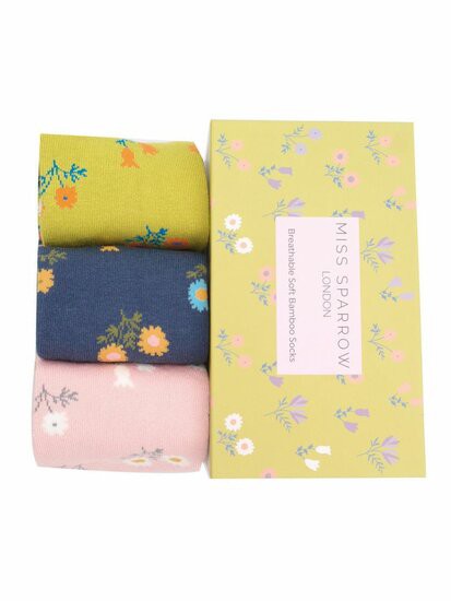 Bamboe sokken cadeaudoos dames - Dainty floral from Lotika