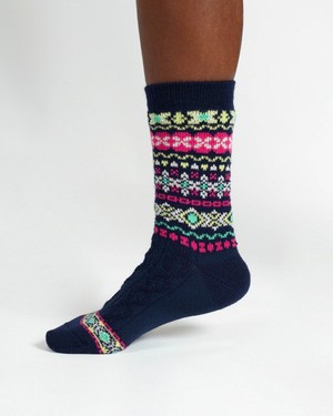 Wollen sokken dames fair isle patroon - navy from Lotika