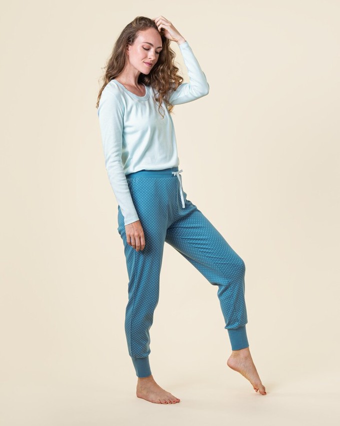 Living Crafts pyjamabroek dames Aveline - blauw stippen from Lotika