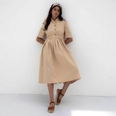 Eleonora Beige Linen Dress via Masha Maria