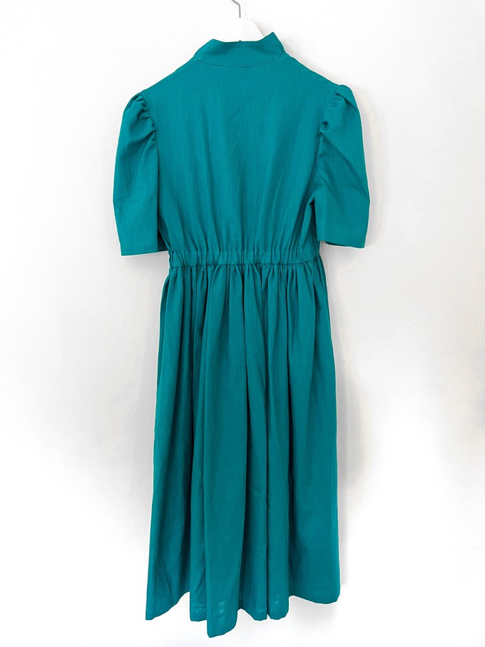 Eleonora Dark Green Linen Dress from Masha Maria