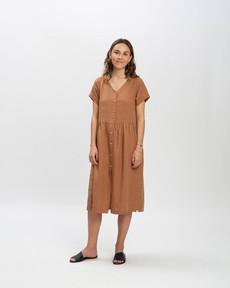 Linen Midi Dress coffee via Matona