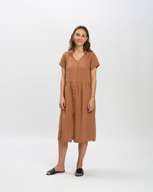 Linen Midi Dress coffee from Matona