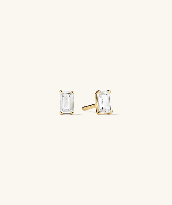 Lab Grown Sapphire Emerald Cut Studs from Mejuri