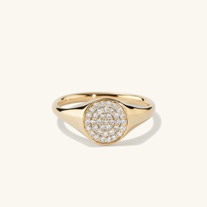 PavÃ© Diamond Signet Pinky Ring from Mejuri