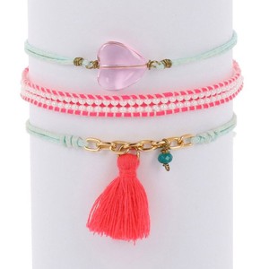 Ibiza inspired armbanden set met glaskraaltjes - blauw roze from MoreThanHip