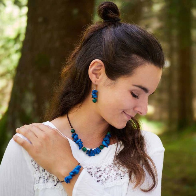 Verstelbare halsketting van tagua en acai - Alicia blauw from MoreThanHip